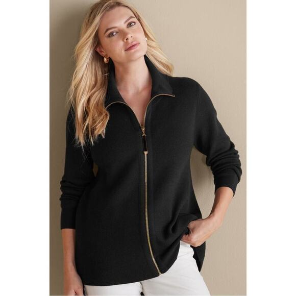 Soft Surroundings Meria Zip Cardigan Black Cozzy Extra Soft 1X - Picture 5 of 11